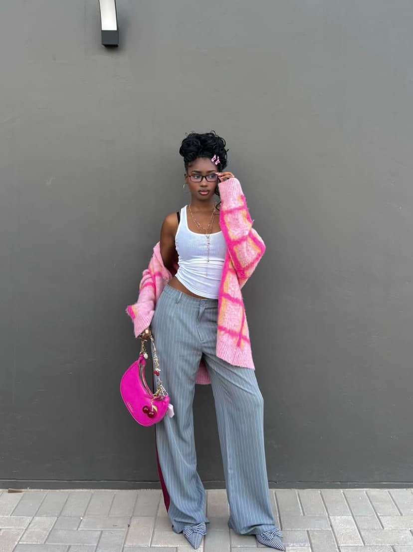 Fashion influencer styling white tank