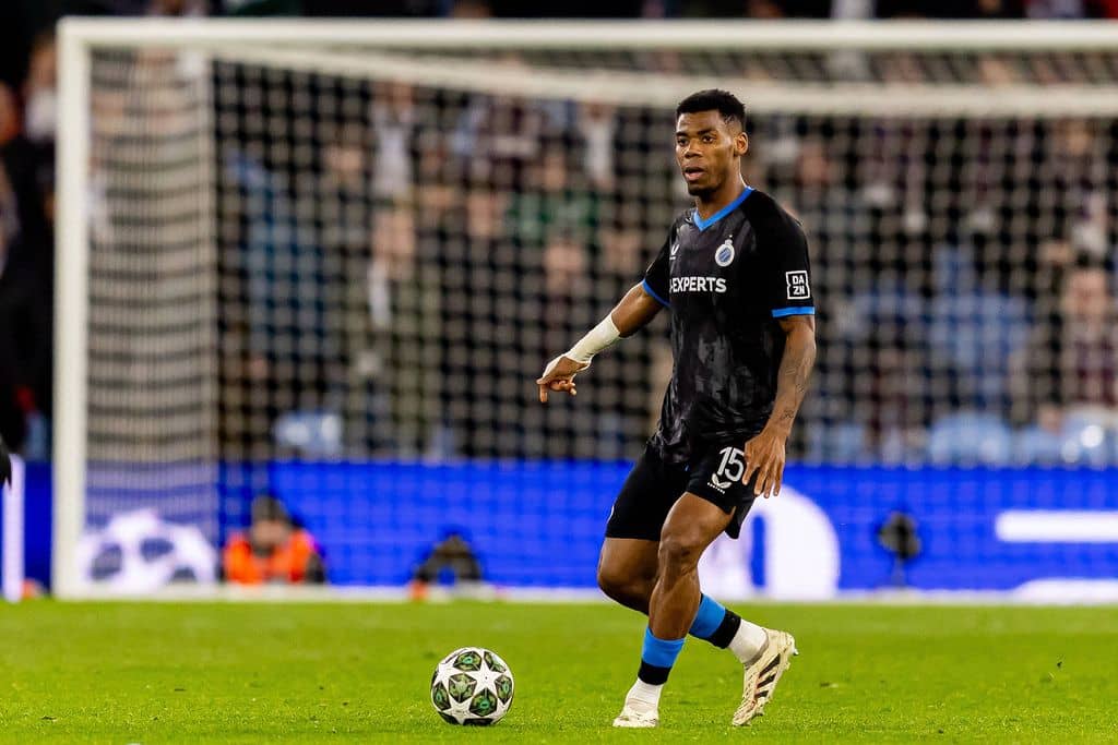 Raphael Onyedika during the Champions League match between Aston Villa and Club Brugge at Villa Park, Birmingham