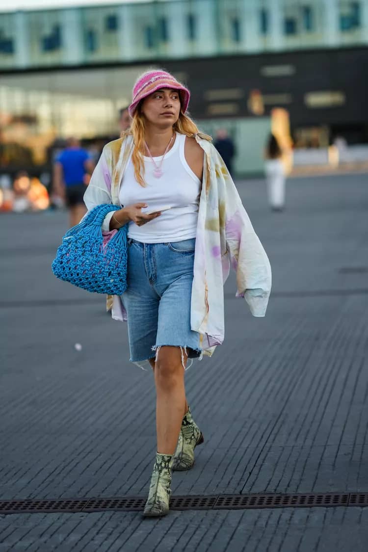 Fashion editorial featuring white tank