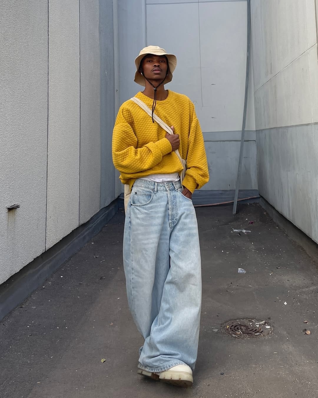 Modern streetwear with baggy jeans